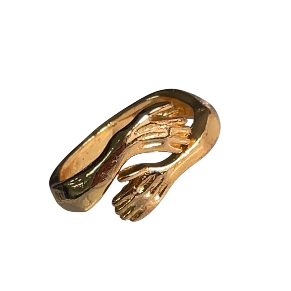 Gold-Tone Embrace Hands Ring - Women's Jewelry